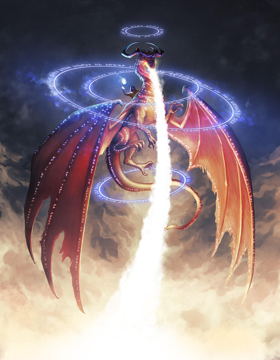 Rune Dragon creature art for table top homebrew group Critical Crafting